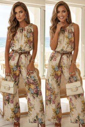 Ženski trodijelni set s cvjetnim uzorkom FALORITA BEIGE