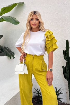 svakodnevni moderni set sa spektakularnim rukavom HIRDONA MUSTARD