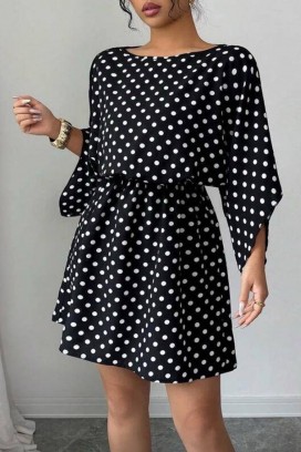 kratka haljina s točkastim uzorkom i širokim rukavima PETITA