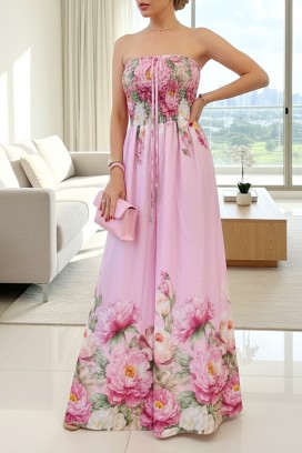 ženska duga haljina s cvjetnim printom i korzetom LAREZA