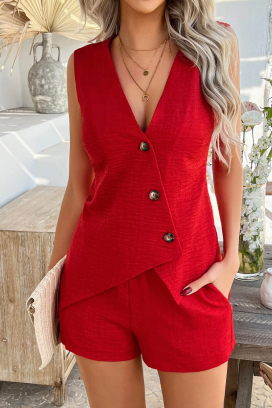 ženski set s elegantnim prslukom i kratkim hlačama JOLIYA RED