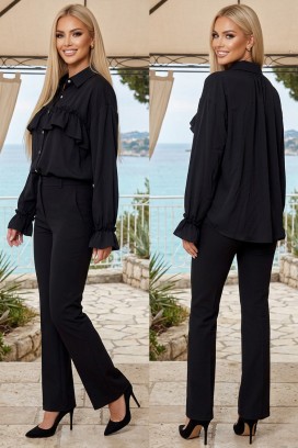 elegantna ženska košulja s volanima i efektni rukavi AURELISA BLACK