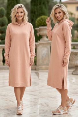 sportska haljina sweatshirt kroja s kapuljačom i bočnim prorezima SUZINITA BEIGE