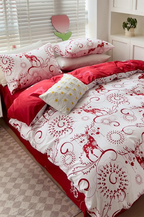 Komplet posteljine GANILTA 200x220 cm, Boja: bijela i crvena, IVET.HR - MODERNA ODJEĆA