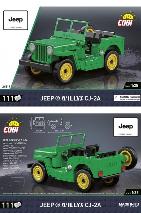 Konstruktor Cobi džip Willys CJ-2A - 111 dijelovaIVET.HR - MODERNA ODJEĆA