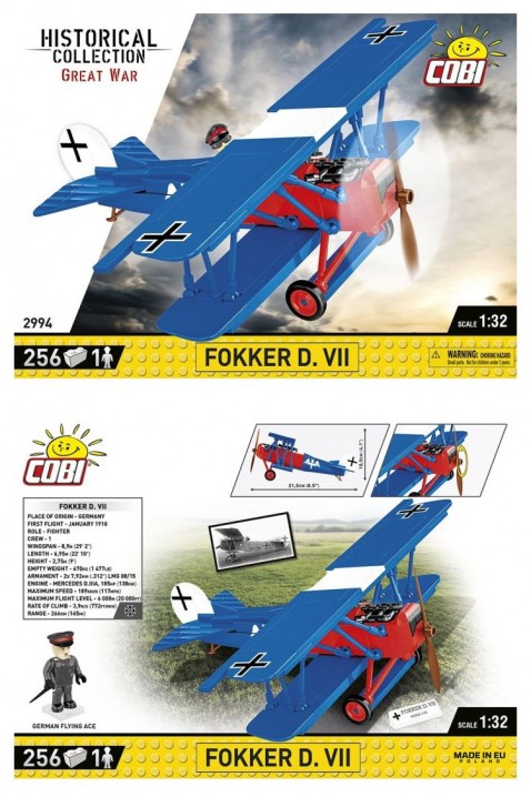 Konstruktor Cobi avion Fokker D. VII - dijelovi 256IVET.HR - MODERNA ODJEĆA