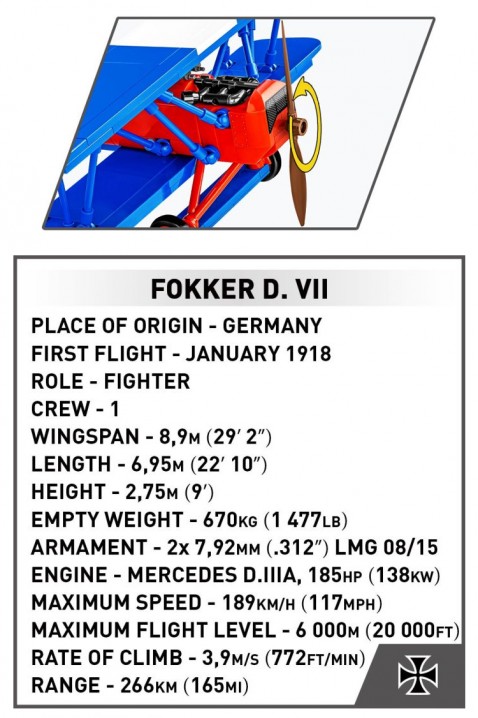 Konstruktor Cobi avion Fokker D. VII - dijelovi 256IVET.HR - MODERNA ODJEĆA