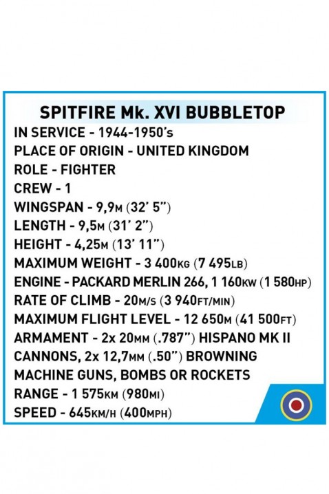 Konstruktor Cobi avion Spitfire Mk. XVI Bubbletop - dijelovi 152IVET.HR - MODERNA ODJEĆA