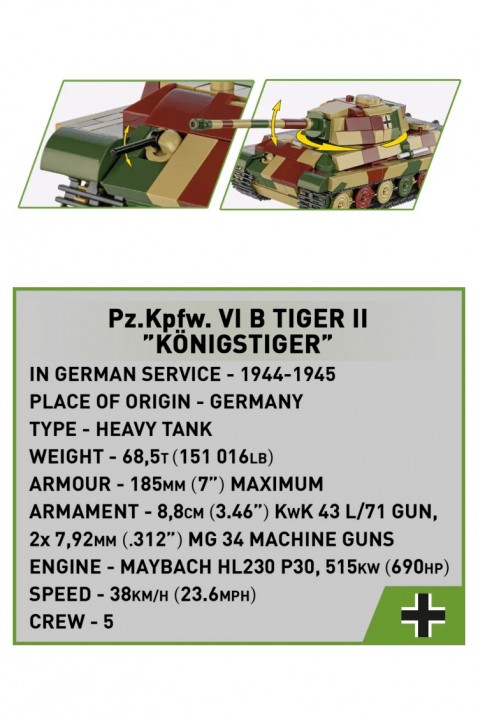 Konstruktor Cobi tenk Tiger II 