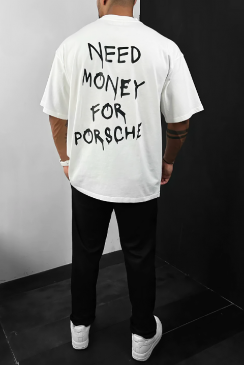 Muška majica NEED MONEY FOR PORSCHE, Boja: bijela, IVET.HR - MODERNA ODJEĆA