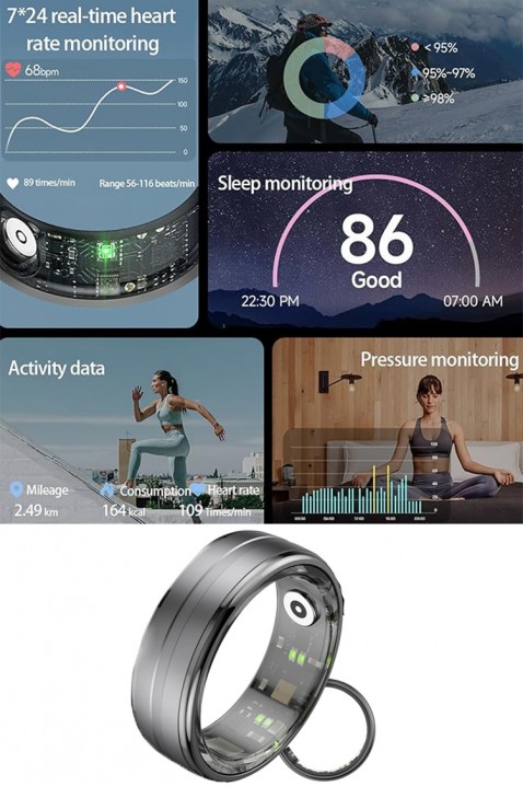 Pametni prsten za praćenje sna i fitnessa EOLSY - 20.6 mm, Boja: crna, IVET.HR - MODERNA ODJEĆA