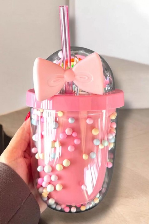 Čaša za vodu sa slamkom TRULMY PINK - 500 ml, Boja: roza, IVET.HR - MODERNA ODJEĆA