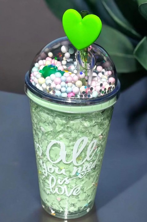 Čaša za vodu sa slamkom ZERDY GREEN - 500 ml, Boja: zelena, IVET.HR - MODERNA ODJEĆA