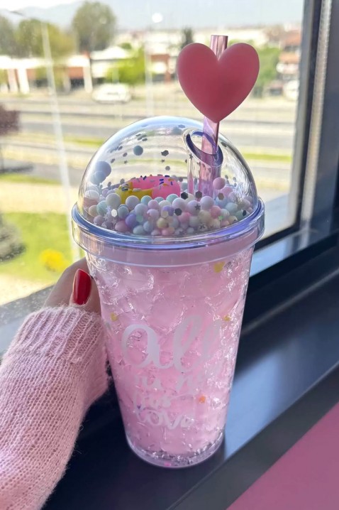Čaša za vodu sa slamkom ZERDY PINK - 500 ml, Boja: roza, IVET.HR - MODERNA ODJEĆA