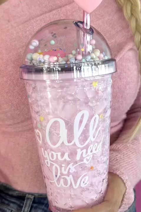 Čaša za vodu sa slamkom ZERDY PINK - 500 ml, Boja: roza, IVET.HR - MODERNA ODJEĆA
