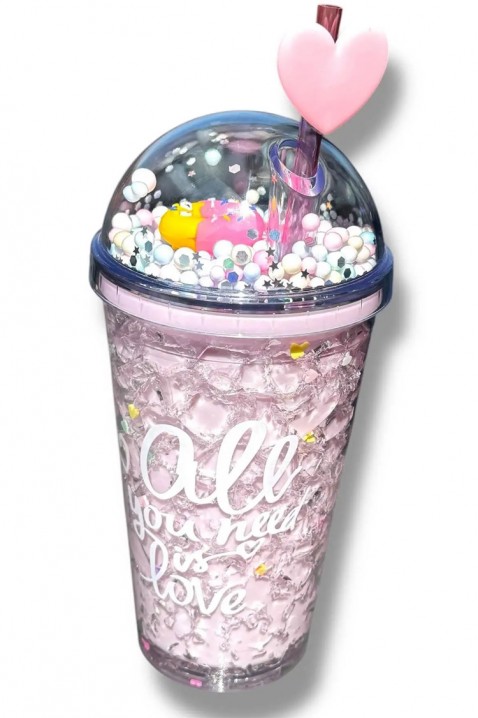 Čaša za vodu sa slamkom ZERDY PINK - 500 ml, Boja: roza, IVET.HR - MODERNA ODJEĆA