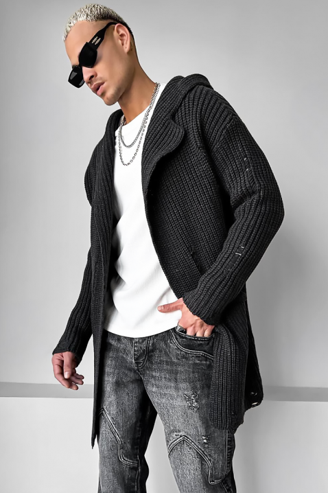 Muški kardigan ROLTERO, Boja: grafitna, IVET.HR - MODERNA ODJEĆA