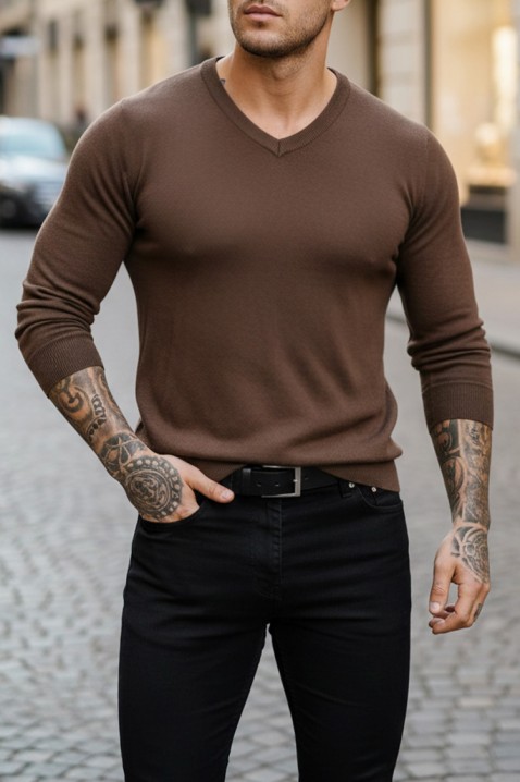 Muški džemper MARKAN BROWN, Boja: smeđa, IVET.HR - MODERNA ODJEĆA