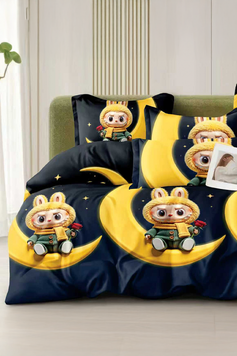 Komplet posteljina LABUBU BLACK 160x200 cm - 4 dijela, Boja: crna, IVET.HR - MODERNA ODJEĆA