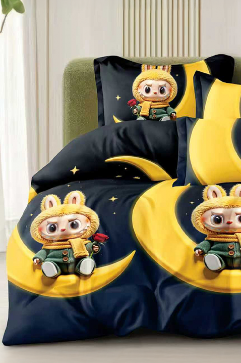 Komplet posteljina LABUBU BLACK 160x200 cm - 4 dijela, Boja: crna, IVET.HR - MODERNA ODJEĆA