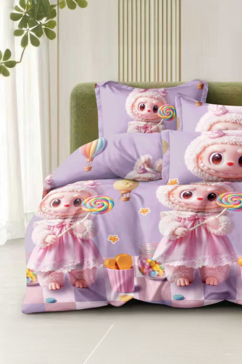 Komplet posteljina LABUBU LILA 160x200 cm pamuk - 4 dijela, Boja: ljubičasta, IVET.HR - MODERNA ODJEĆA