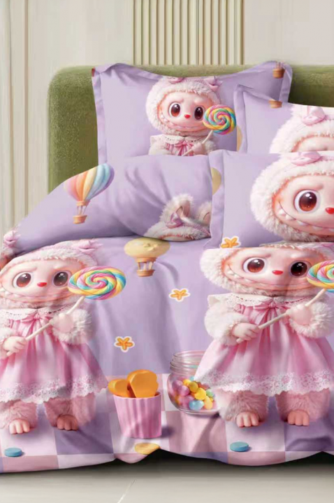 Komplet posteljina LABUBU LILA 160x200 cm pamuk - 4 dijela, Boja: ljubičasta, IVET.HR - MODERNA ODJEĆA