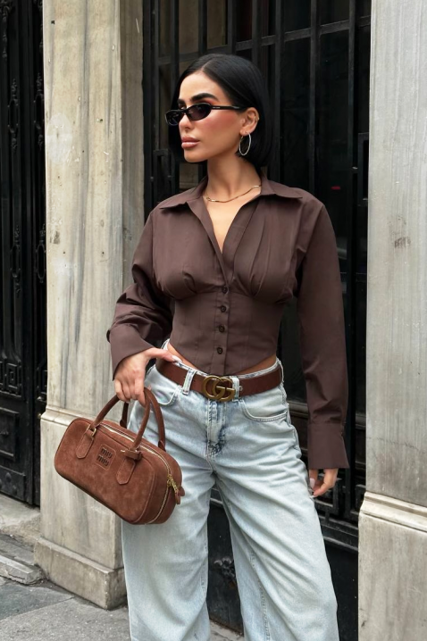 Ženska košulja BANSOLTA BROWN, Boja: smeđa, IVET.HR - MODERNA ODJEĆA