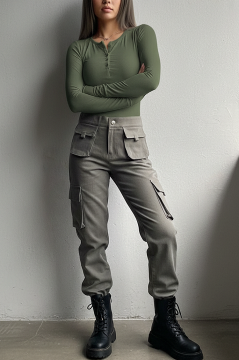 Ženska bluza ZAFROLDA KHAKI, Boja: kaki, IVET.HR - MODERNA ODJEĆA