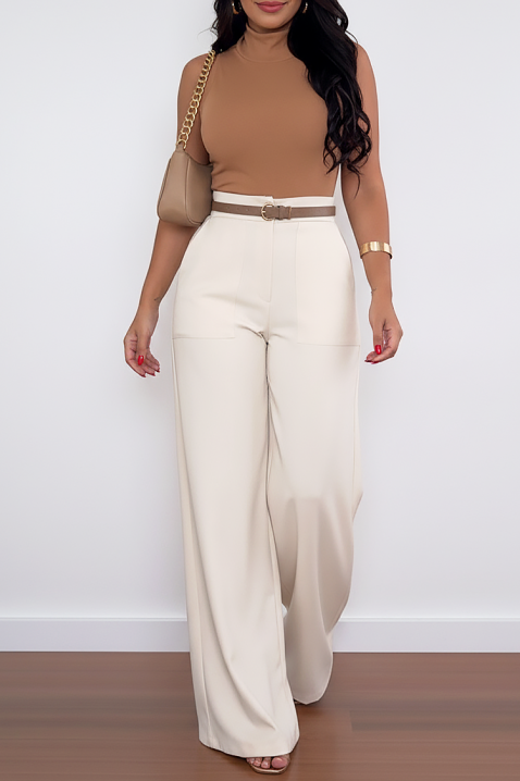 Hlače PROLDENZA ECRU, Boja: drap, IVET.HR - MODERNA ODJEĆA