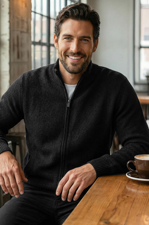 Muški kardigan TIMBO BLACK, Boja: crna, IVET.HR - MODERNA ODJEĆA