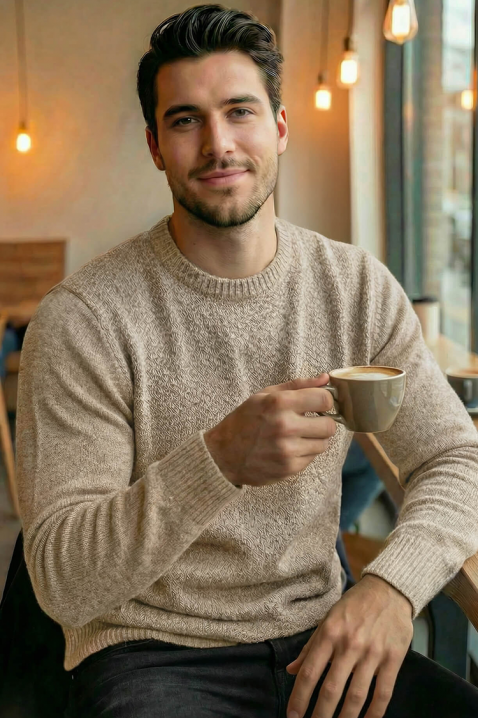 Muški džemper KARELDO BEIGE, Boja: bež, IVET.HR - MODERNA ODJEĆA