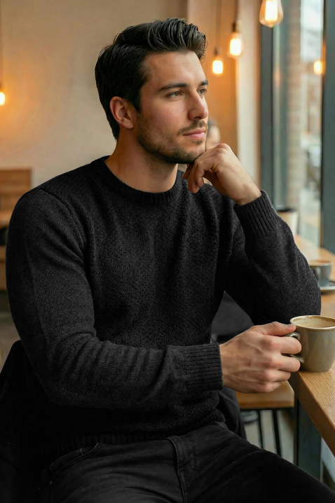 Muški džemper KARELDO BLACK, Boja: crna, IVET.HR - MODERNA ODJEĆA