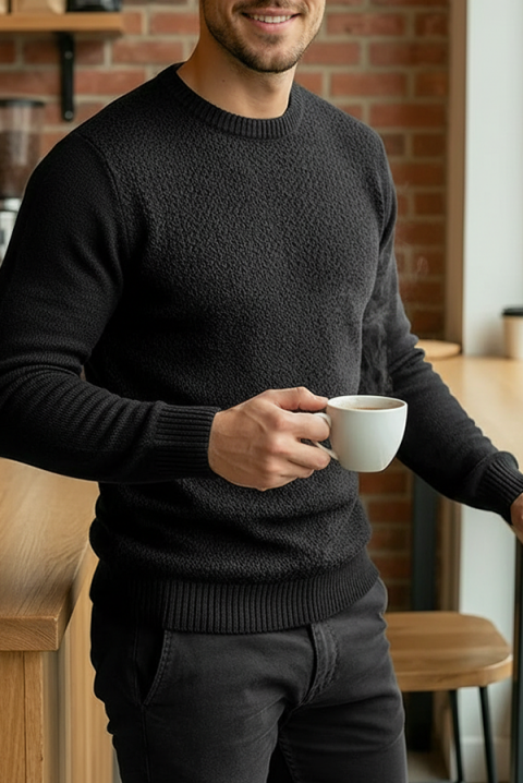 Muški džemper KARELDO BLACK, Boja: crna, IVET.HR - MODERNA ODJEĆA