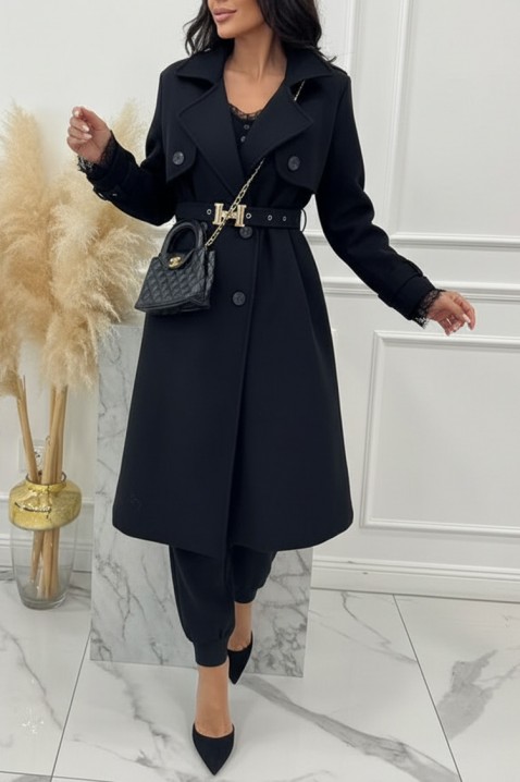 Trench kaput LORVELDA BLACK, Boja: crna, IVET.HR - MODERNA ODJEĆA