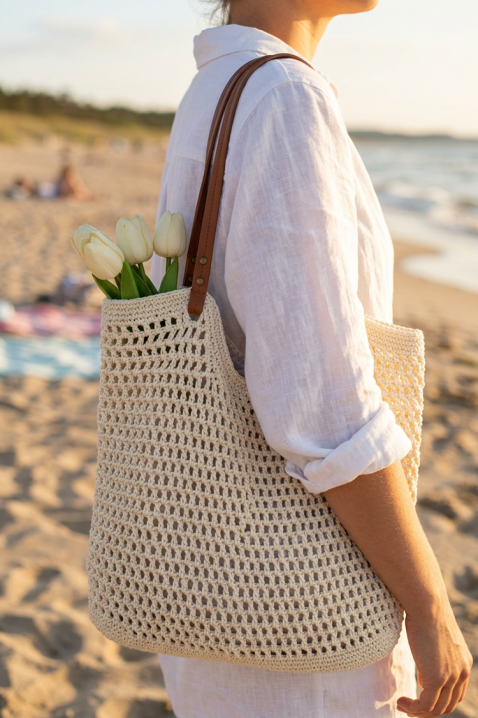 Torba za plažu DELVONDA ECRU, Boja: drap, IVET.HR - MODERNA ODJEĆA