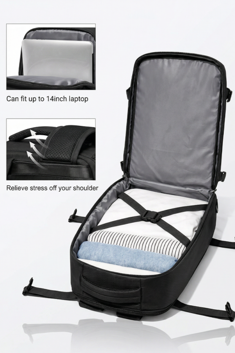 Ruksak za ručnu prtljagu ROLNEZA BLACK, Boja: crna, IVET.HR - MODERNA ODJEĆA