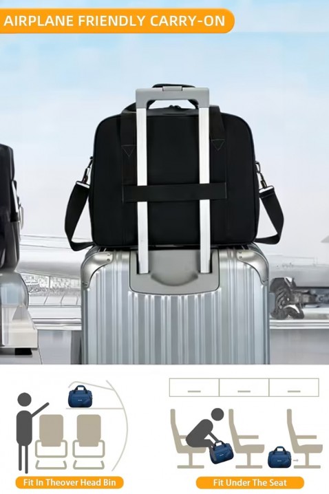 Torba za ručnu prtljagu WINDINZA BLACK - pogodna za Ryanair/Wizzair, Boja: crna, IVET.HR - MODERNA ODJEĆA