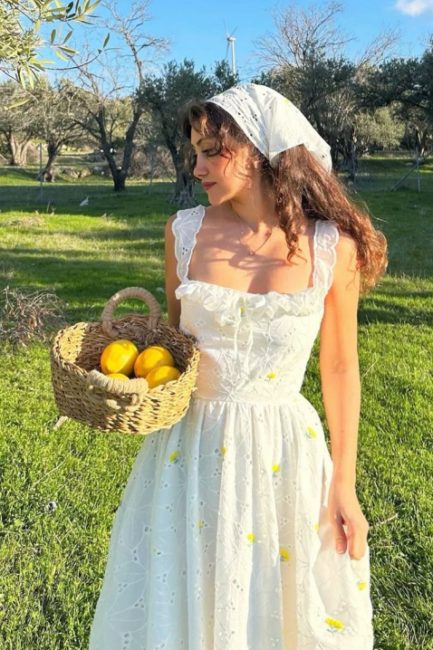 Romantična pamučna haljina u boho stilu s cvjetnim motivom VELMIRA, Boja: drap, IVET.HR - MODERNA ODJEĆA