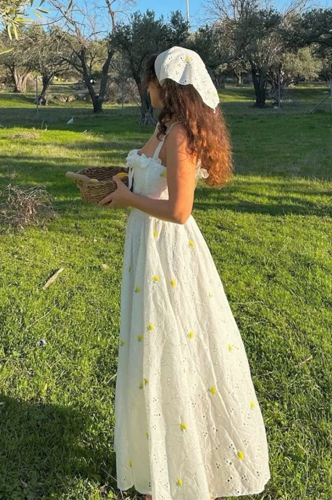 Romantična pamučna haljina u boho stilu s cvjetnim motivom VELMIRA, Boja: drap, IVET.HR - MODERNA ODJEĆA