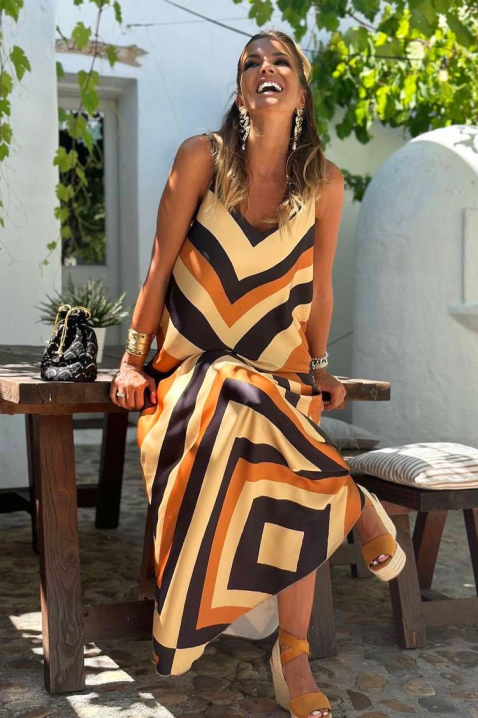 Duga haljina s višebojnim dizajnom i V-izrezom FERFOLA, Boja: višebojna, IVET.HR - MODERNA ODJEĆA