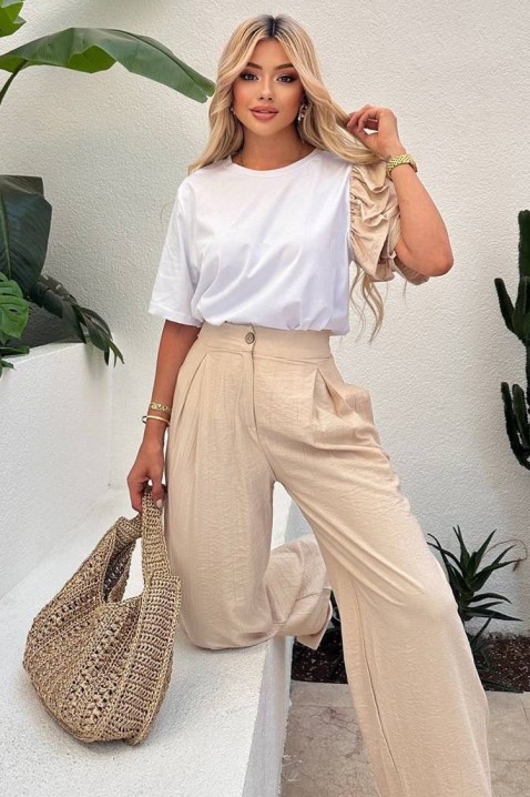 Svakodnevni moderni set sa spektakularnim rukavom HIRDONA BEIGE, Boja: bež, IVET.HR - MODERNA ODJEĆA