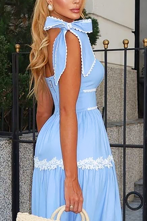 Duga haljina elegantnog kroja i cvjetnih elemenata KASIRELA, Boja: plava, IVET.HR - MODERNA ODJEĆA