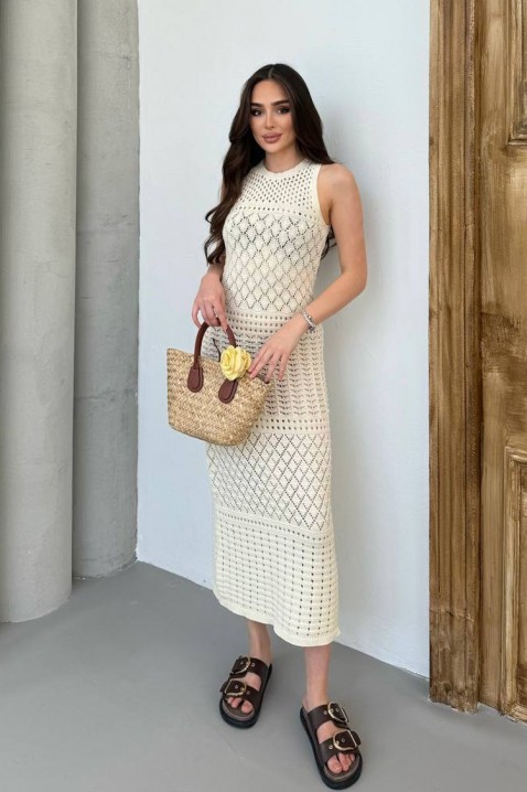 Pletena haljina za plažu bez rukava SOLMIRA ECRU, Boja: drap, IVET.HR - MODERNA ODJEĆA