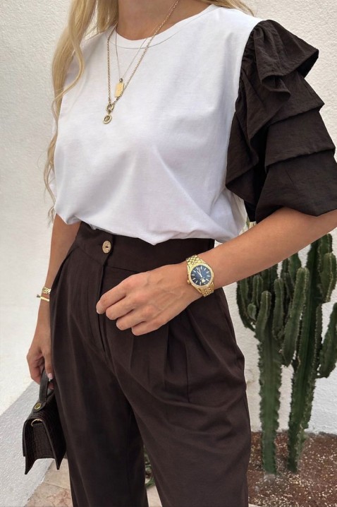 Svakodnevni moderni set sa spektakularnim rukavom HIRDONA BROWN, Boja: smeđa, IVET.HR - MODERNA ODJEĆA