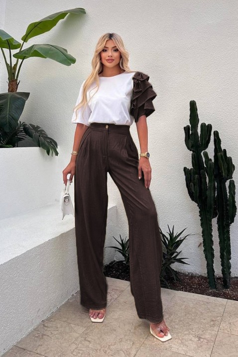 Svakodnevni moderni set sa spektakularnim rukavom HIRDONA BROWN, Boja: smeđa, IVET.HR - MODERNA ODJEĆA