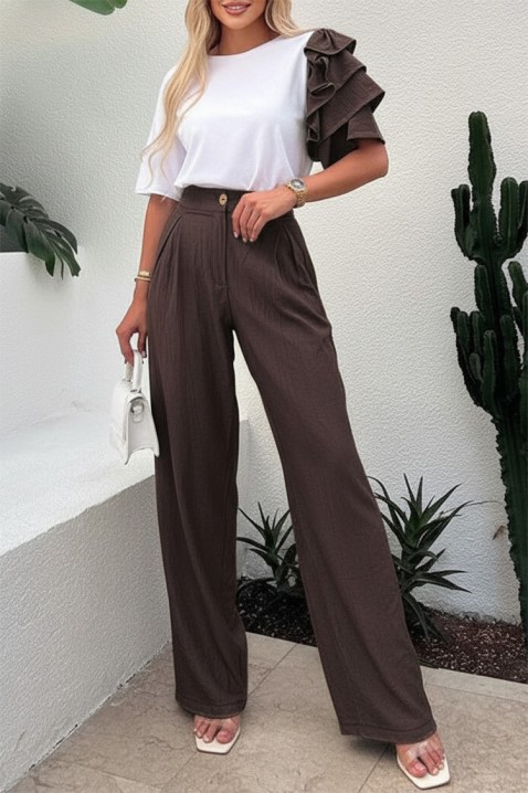 Svakodnevni moderni set sa spektakularnim rukavom HIRDONA BROWN, Boja: smeđa, IVET.HR - MODERNA ODJEĆA