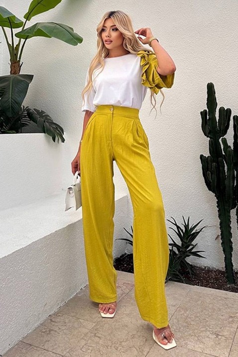 Svakodnevni moderni set sa spektakularnim rukavom HIRDONA MUSTARD, Boja: senf, IVET.HR - MODERNA ODJEĆA