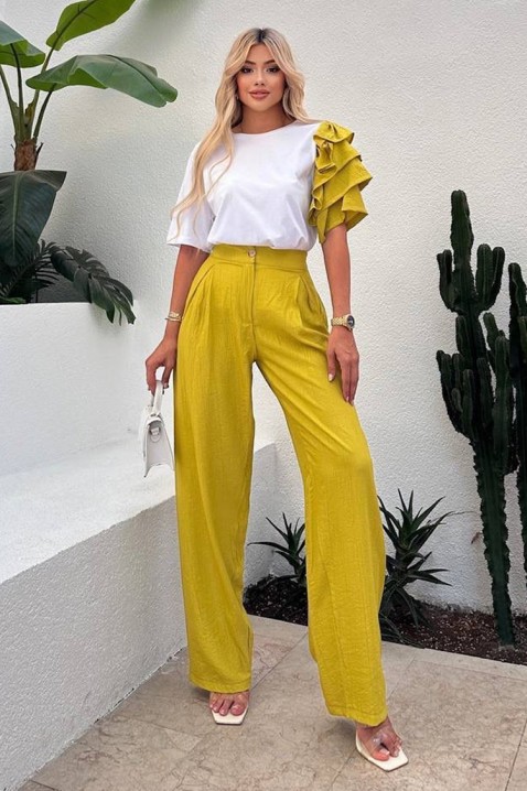 Svakodnevni moderni set sa spektakularnim rukavom HIRDONA MUSTARD, Boja: senf, IVET.HR - MODERNA ODJEĆA