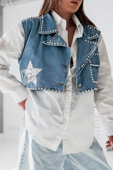 Traper prsluk s metalnim rupicama za vezanje DONZERA, Boja: denim, IVET.HR - MODERNA ODJEĆA