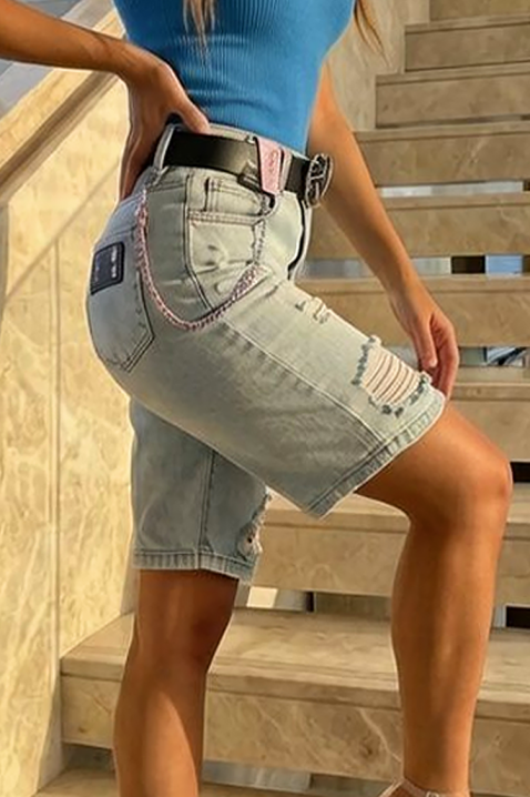 Traper kratke hlače s praktičnim džepovima i poderanim detaljima CARELIA, Boja: denim, IVET.HR - MODERNA ODJEĆA